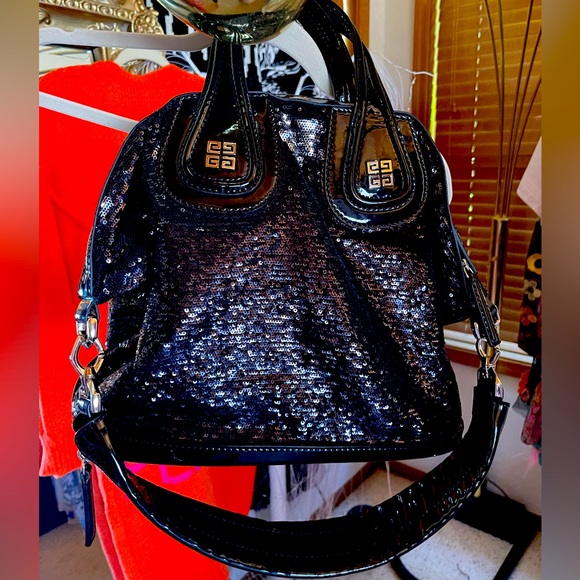 Givenchy Black Sequin and Patent Leather Medium Nightingale Tote Bag - Picture 13 of 13